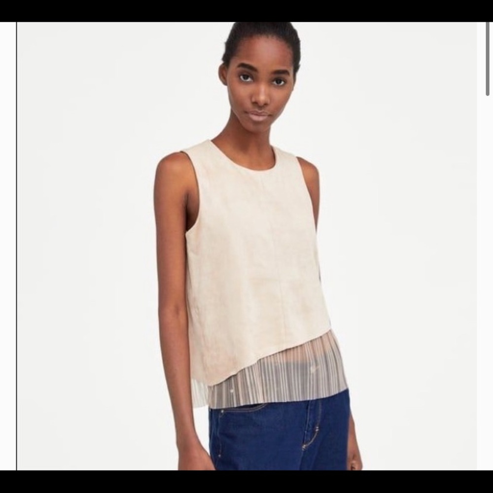 Beige Top Faux Suede Vest Boho